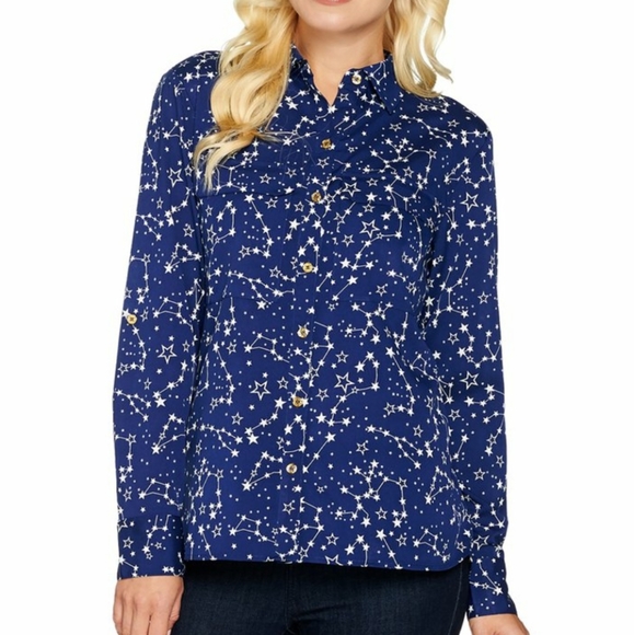 C. Wonder Tops - C Wonder Blue Constellation Blouse